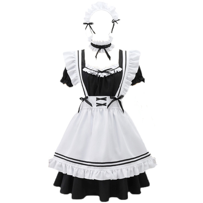 Maid cosplay costume cute black and white maid Lolita cosplay dresses