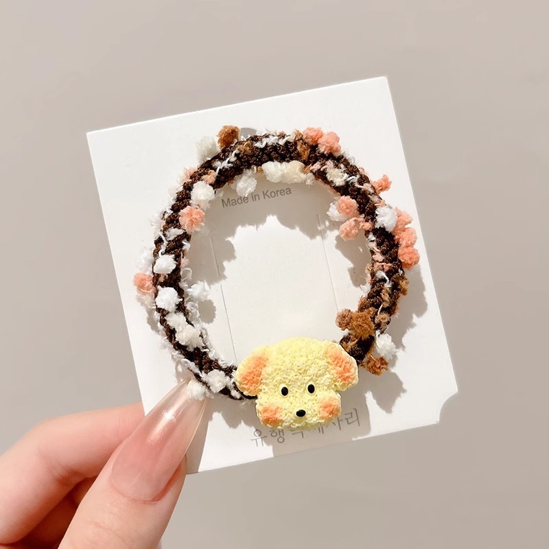 Cuerdas de cabeza de cola de caballo alta colorida banda de goma de dibujos animados para niños cuerdas de cabello de alta elasticidad duradera cubierta de cabello de cuero