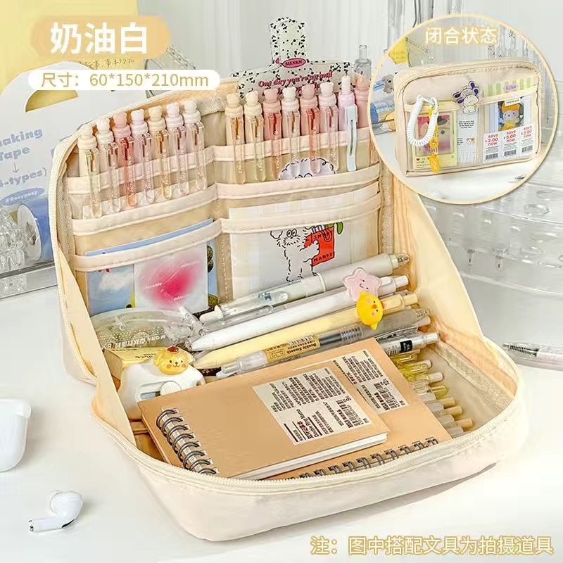 Nueva caja de lápices de gran capacidad de 12 capas de alto aspecto dopamina chica papelería caja de lápiz de almacenamiento de estudiantes de secundaria