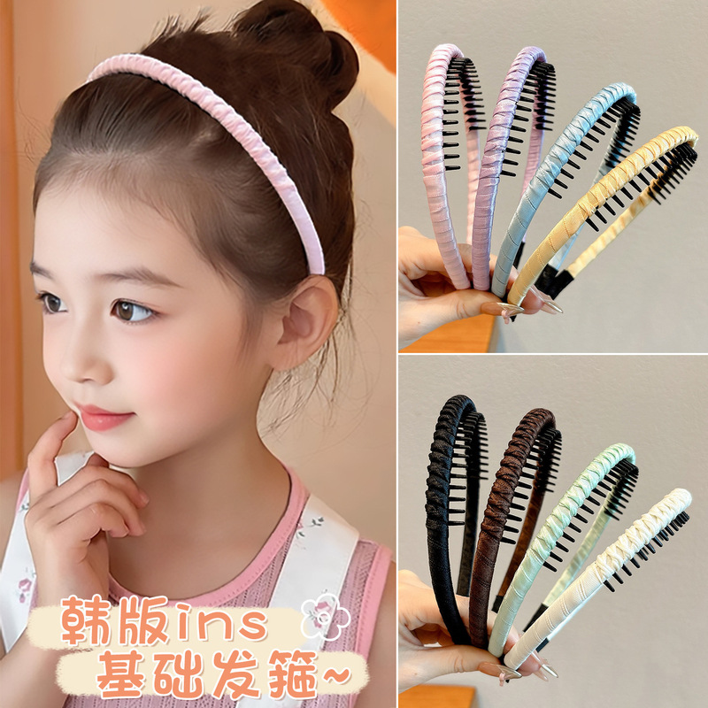 韩国碎发整理头箍儿童碎花带齿发箍压发防滑布艺发饰女童可爱发卡|undefined