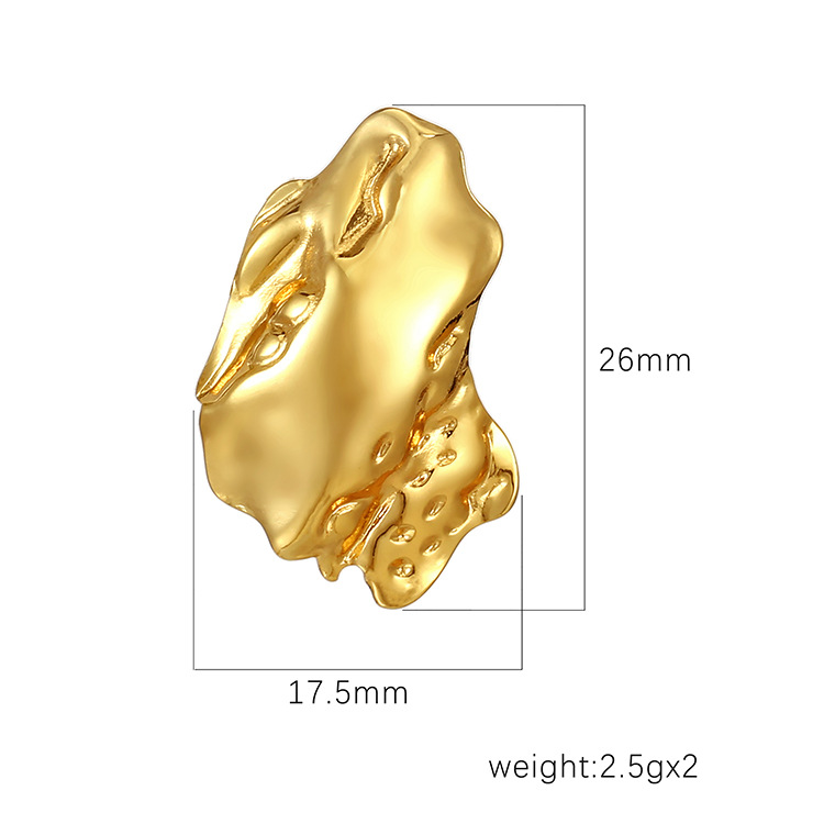 Nuevos pendientes irregulares transfronterizos europeos y americanos Pendientes plisados de lava de meteorito de acero inoxidable simples para mujer Joyas callejeras
