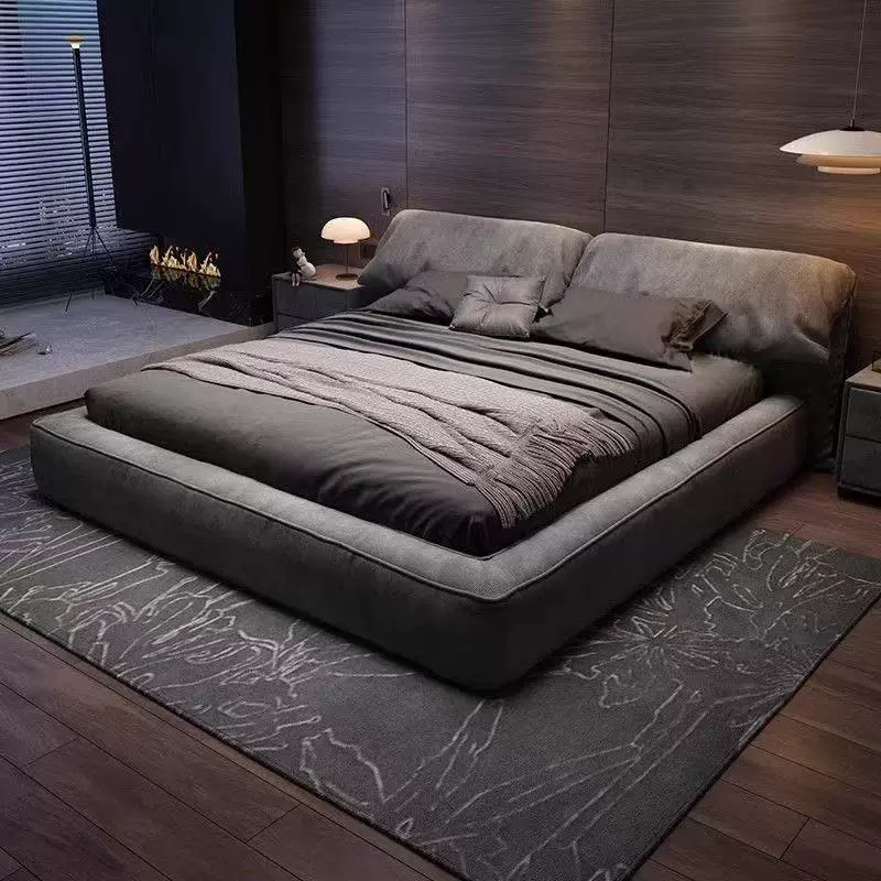 轻奢大象耳朵布床奶油风主卧简约现代双人床北欧ins风网红软包床