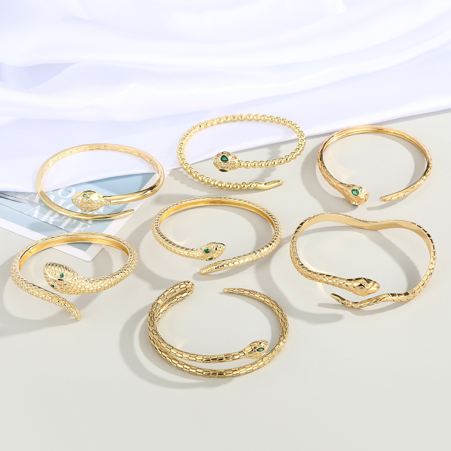 fashion diamond snake open bracelet