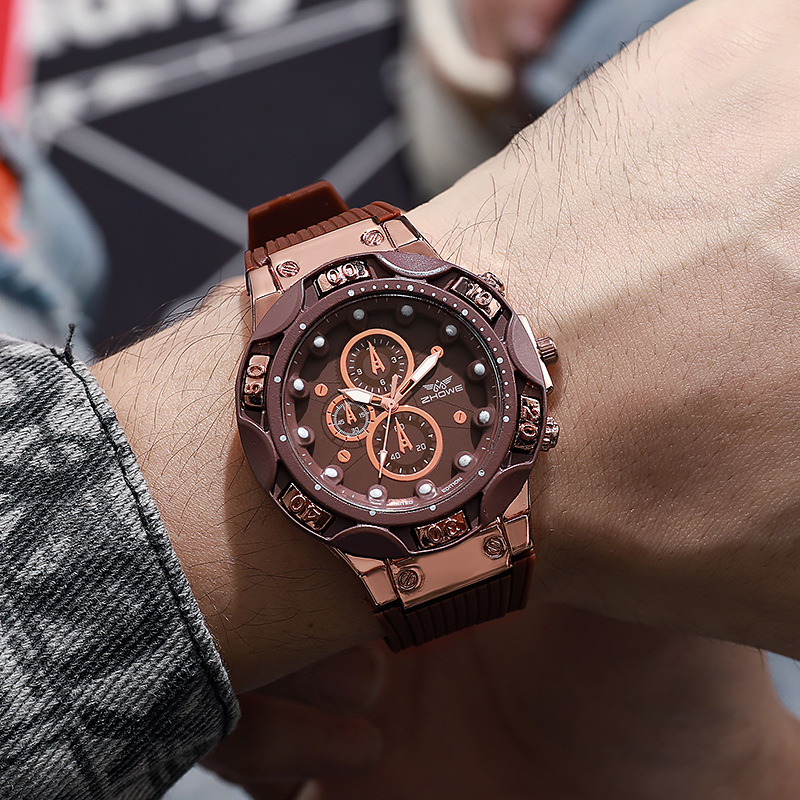 Cross-border sports leisure men's watch new silicone tape men's watch high-grade quartz large dial student watch men