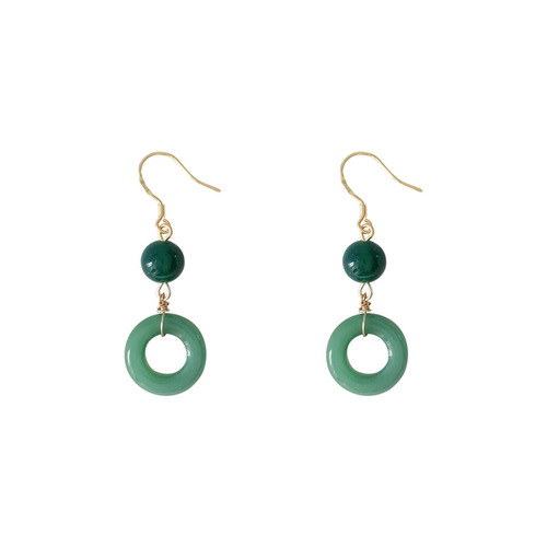 Chinese style ~ costume accessories 925 silver needle agate jade green earrings handmade design retro earrings factory