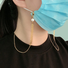 韩国麦穗珍珠口罩链女钛钢电镀保色挂脖防掉眼镜装饰颈链厂家直批