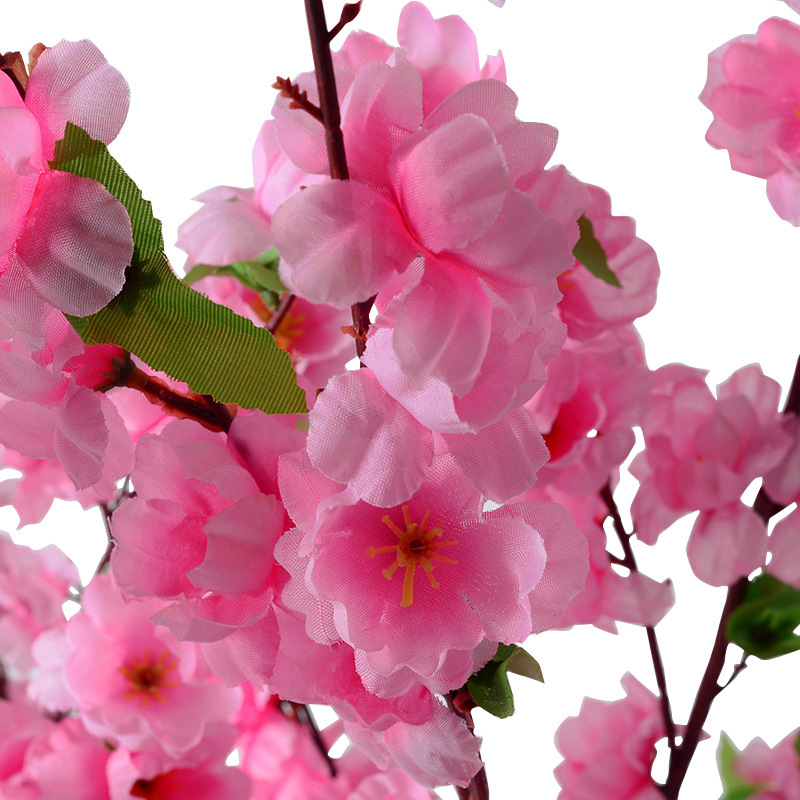 Simulación de 6 ramas de flor de melocotón ornamentos de boda hotel tela de seda flores falsas ramas de flor artificial árbol de melocotón flor de decoración cereza