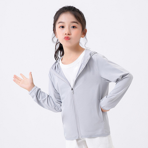 UPF50+ U-style children's sun protection clothing for boys and girls, lightweight, breathable, UV-resistant, hooded skin clothing jacket
