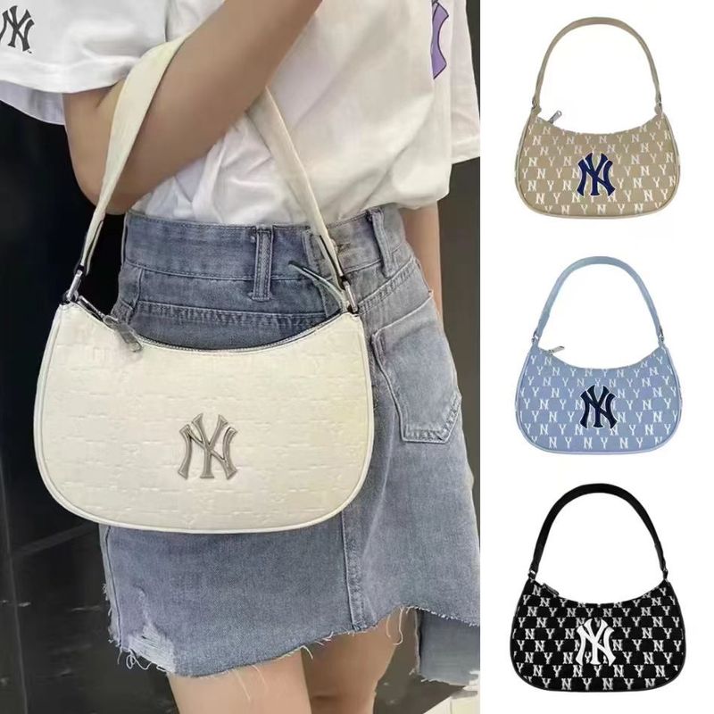 Korean Mlb Underarm Bag 2025 New Ny Embossed Fashion Daily Versatile One-Shoulder Women's High-End Handbag