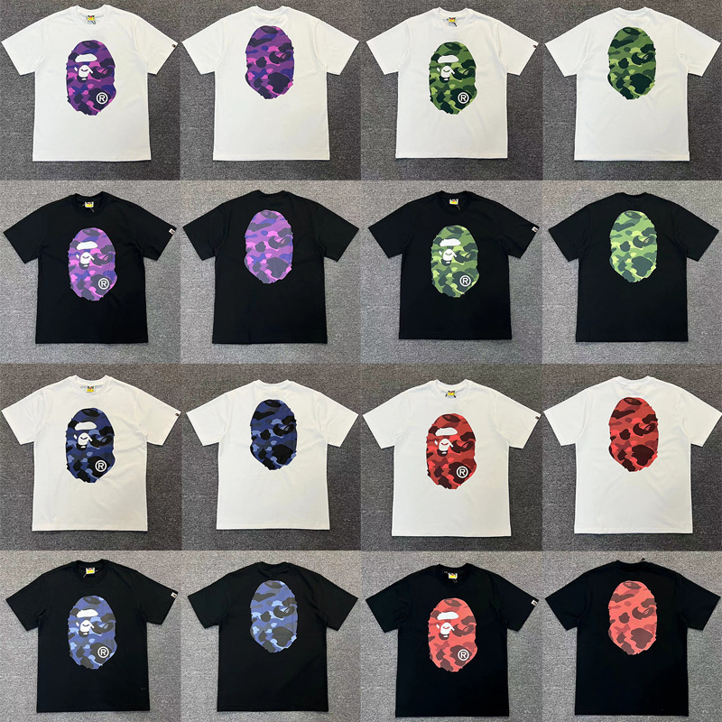 Trendy Brand Bape Classic Shark Short-Sleeve T-Shirt with Ape Head Cartoon Print for Men and Women, Couple's Short-Sleeve T-Shirt Trendy Brand Bape Classic Shark Short-Sleeve T-Shirt with Ape Head Cartoon Print for Men and Women, Couple's Short-Sleeve T-Shirt