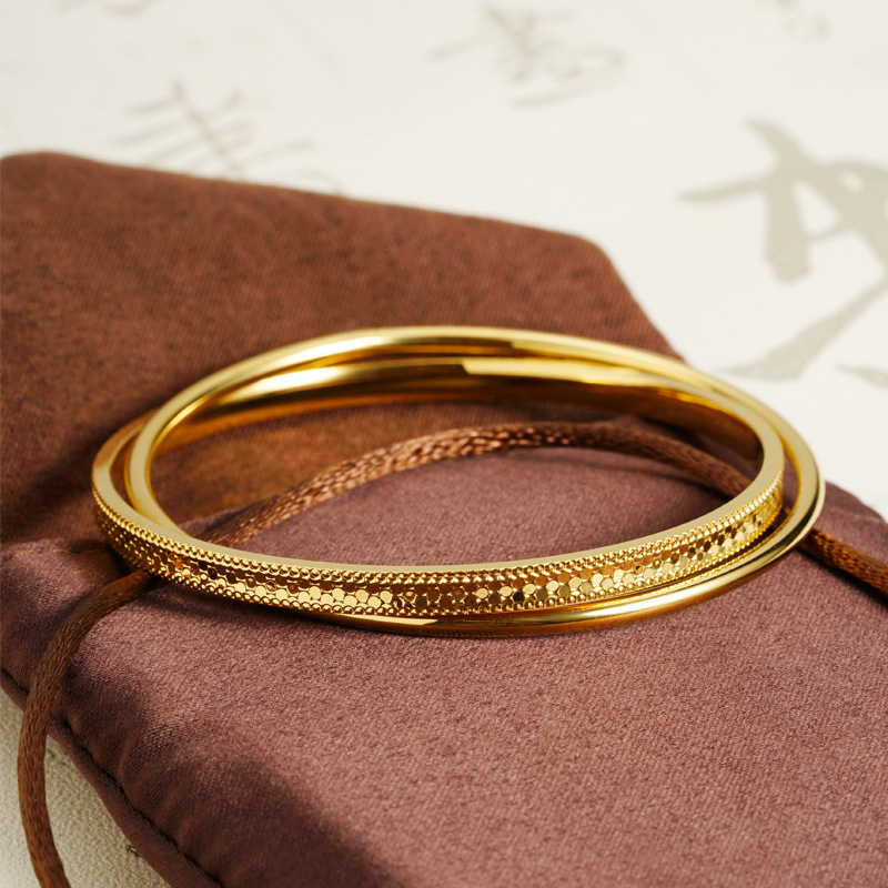 Vietnam Sha Jin no se desvanece durante mucho tiempo, el patrón de escamas de pescado antiguo de doble anillo cerrado pulsera de joyería de alta calidad para mujeres.