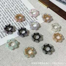 保色14k镶锆雾雨玫瑰花环隔珠diy饰品手工串珠手链项链水晶散珠