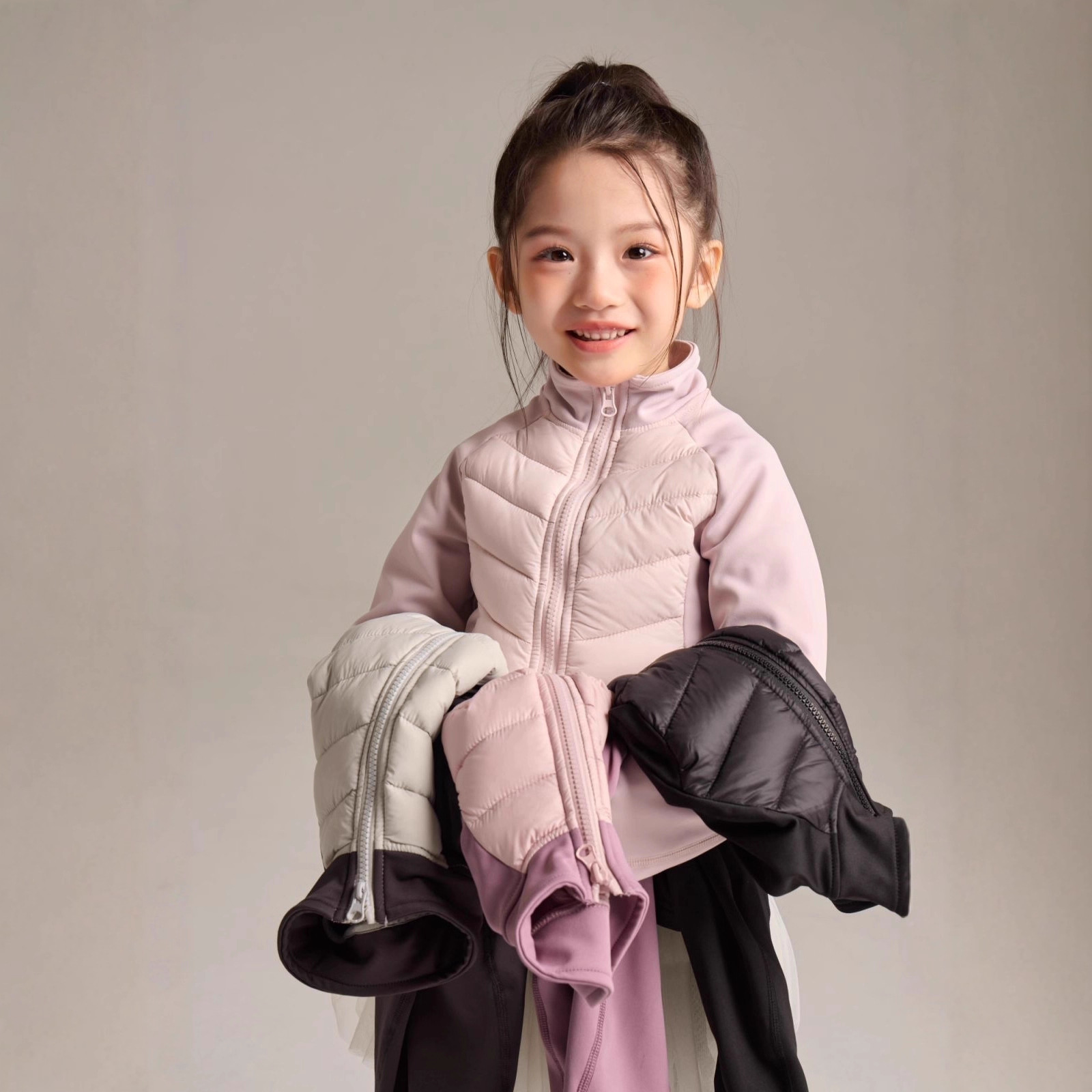 大小卷儿童羽绒服25秋冬新女童韩版lulu风鲨鱼批拼接内搭校服神器