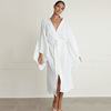 秋季新款法式白色蝙蝠袖冰絲皺開衫睡袍女士家居服可外穿汗蒸服