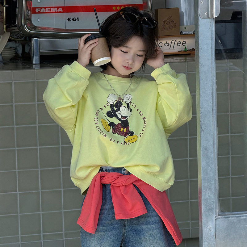 Cheese and Cat Boys' Sweatshirt 2026 Spring Mickey Print Casual Stylish Children's Loose Pullover Top Trendy Cheese and Cat Boys' Sweatshirt 2026 Spring Mickey Print Casual Stylish Children's Loose Pullover Top Trendy