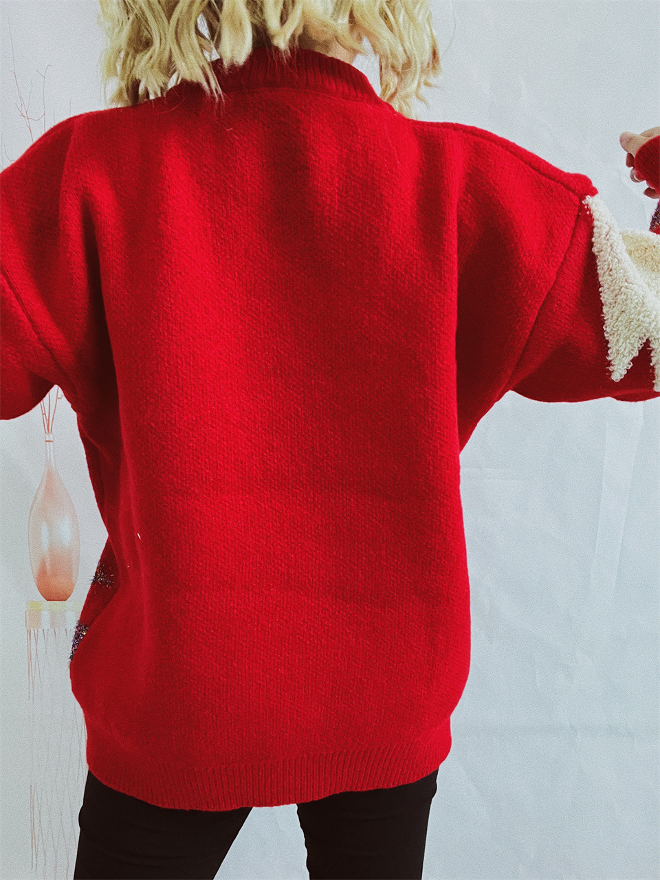 Women's Christmas Tree And Deer Sequined Pullover Sweater_voghion.com