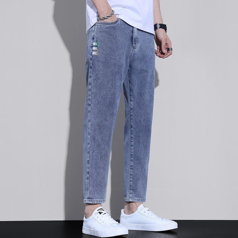 Pantalones Hombre Four Seasons marca de moda jeans recortados regulares del todo fósforo 2023 nuevos hombres sueltos rectos pantalones casuales moda