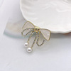 High-end brooch with bow, protective underware lapel pin, pin, cardigan, accessory, Korean style, clips included