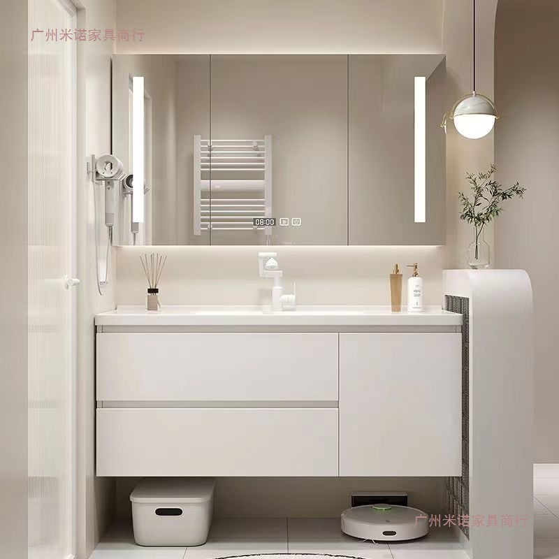 Ceramic Integrated Basin Bathroom Cabinet Combination New Bathroom Modern Simple Washbasin Cabinet Washbasin Bathroom Set