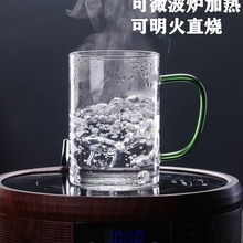 高硼硅耐热玻璃水杯蘑菇杯咖啡杯大号泡茶杯家用水杯办公杯可加热