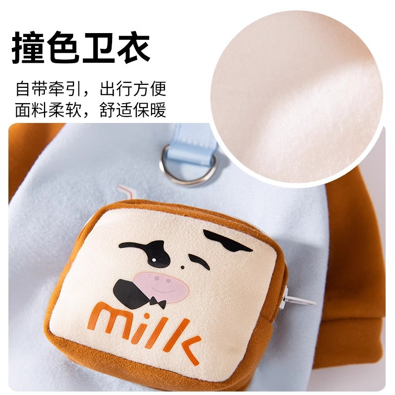 Otoño y invierno perros lindas mochilas de dibujos animados gatos de dos patas camisas de lana delgada más cálida que osos Teddy ropa de perro de mascota