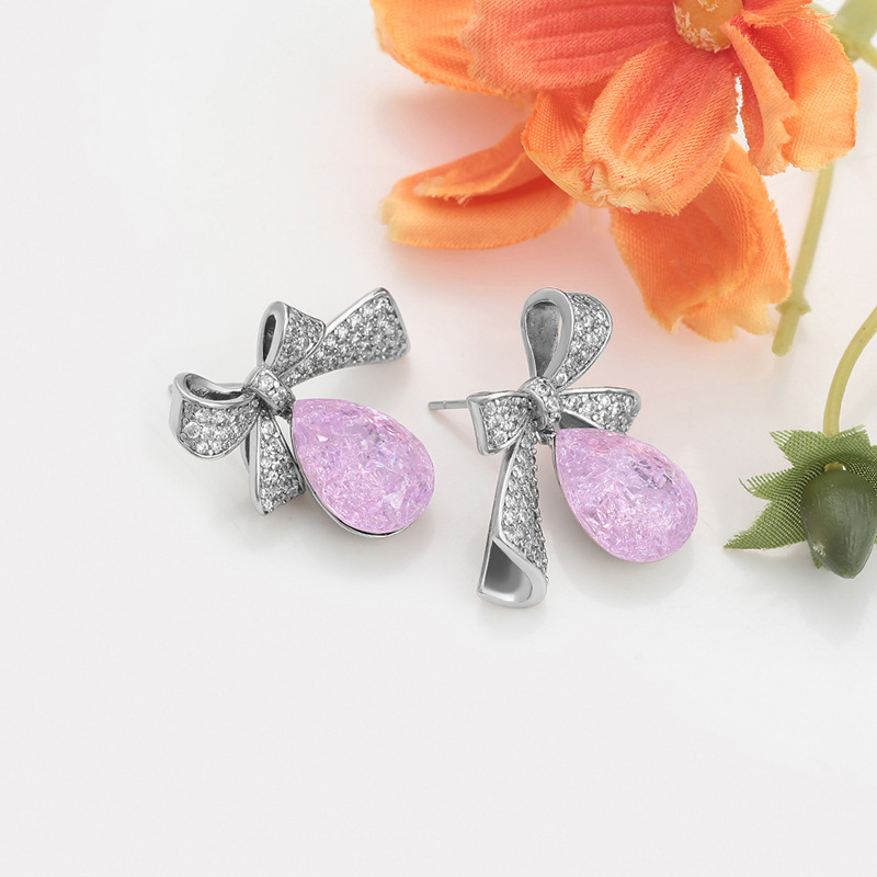 Xuping pendientes de gota de agua arco ligero lujo temperamento auriculares gemas artificiales incrustadas moda alta joyas al por mayor