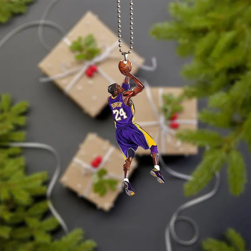 Nuevos productos creativos jugadores de baloncesto colgante acrílico plano transfronterizo espejo retrovisor interior decoración colgante llavero