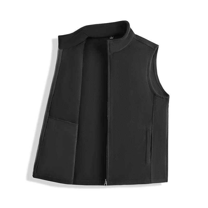 Gilet unisex in pile con collo alto - Giacca imbottita senza maniche con cerniera, pesante 320 g, strato termico in poliestere per autunno e inverno_voghion.com