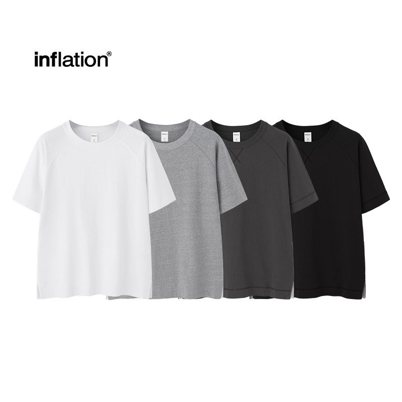 Jiexhan Cross-border | 2025 camiseta de raglán americano de algodón de cáñamo pesado primavera y verano de los hombres marca de moda nuevo producto al aire libre manga corta suelta