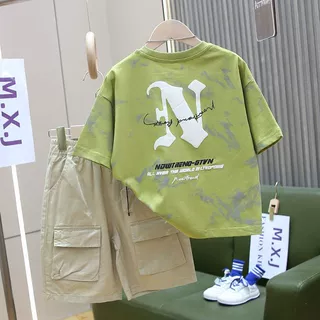 男童夏装短袖T恤套装2026新款儿童夏季潮牌半袖衣服大童夏天潮流t