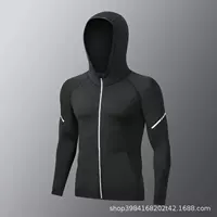 Одежда для фитнеса, мужская спортивная куртка для бега, быстросохнущая толстовка с капюшоном, осенний велосипедный топ с длинными рукавами для утреннего бега и тренировок