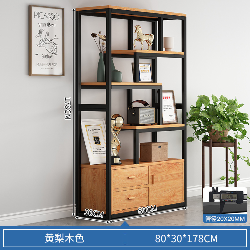 产品展示柜陈列柜博古架子铁艺书架一体靠墙办公室隔断置物柜货架|undefined