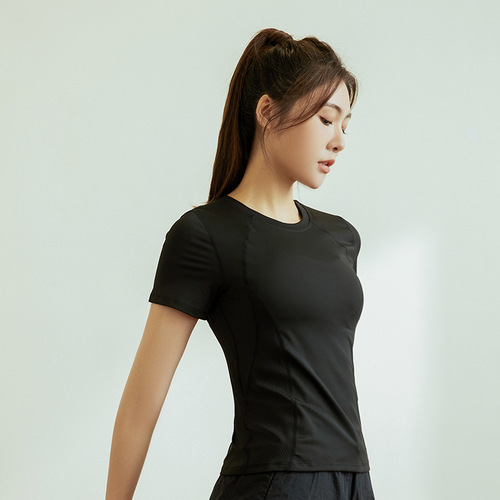 Women's Yoga Top Short Sleeve T-Shirt Fashion Comfy Slimming Fitness Running High Quality Tight Fitness Top