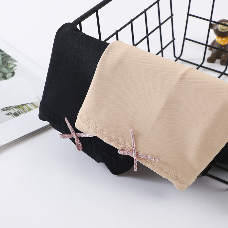Pantalones bóxer lisos de color sólido de seda de hielo para mujer con borde de encaje sexy
