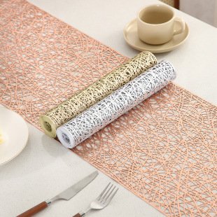 Long table runner placemat hollow waterproof simple fine lines pvc placemat simple anti-oil insulation placemat wholesale