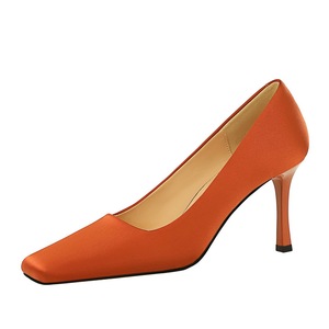 7731-1 Korean version of fashionable and minimalist high heels, slim heels, super high heels, shallow cut square toe sat
