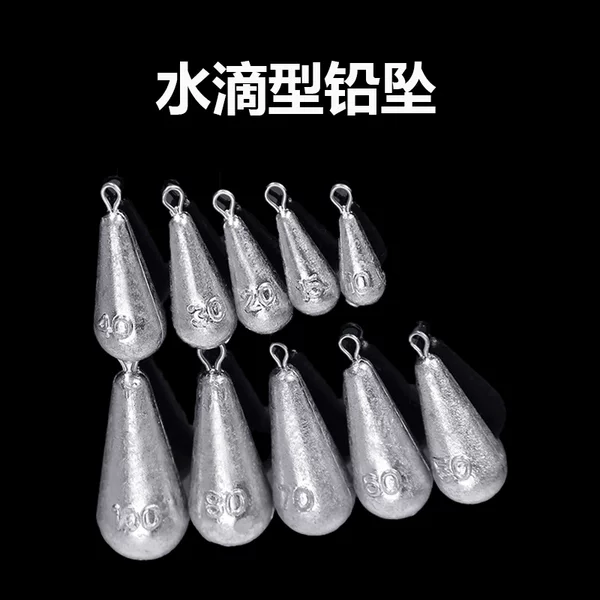 Water Drop Lead Sinker with Ring for Long Casting, Lead String Hook, Sea Rod Fishing Sinker, Fishing Gear Accessories, Water Drop Lead Sinker Mix and Match Set