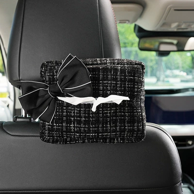 Car tissue box/set Fragrant Style Car Tissue Box, Simple - black-chanel-style-tissue-box-with-black-bow