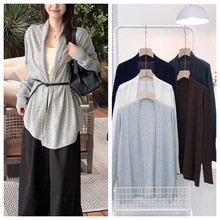 8216中长款披肩开衫秋冬季气质慵懒羊毛混纺镂空不规则针织衫外套