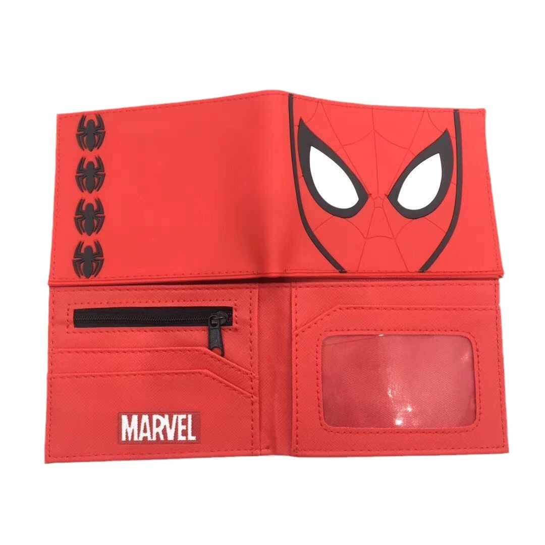 Cartoon Spider-Man niños estudiantes billetera corta para niños PU piel bolso de cambio bolso de mano bolso de tarjetas vengadores