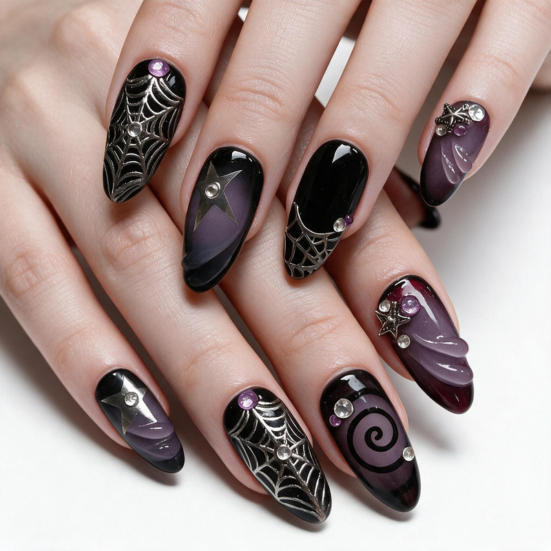 Lefan Halloween Spider Web Dark 3D Nail Art False Nails, Best-Selling Cross-Border Nail Tips, Wholesale Fake Nails Lefan Halloween Spider Web Dark 3D Nail Art False Nails, Best-Selling Cross-Border Nail Tips, Wholesale Fake Nails