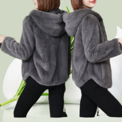 Coral Fleece Short Jacket for Women 2024 Autumn and Winter New Style Petite Thickened Hooded Pajama Jacket Plus Size Slimming