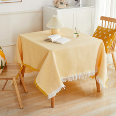 Ins-style linen tablecloth for small round table, light luxury and high-end, perfect for birthday photos, long dining table, Japanese-style tea table, French-style dormitory fabric