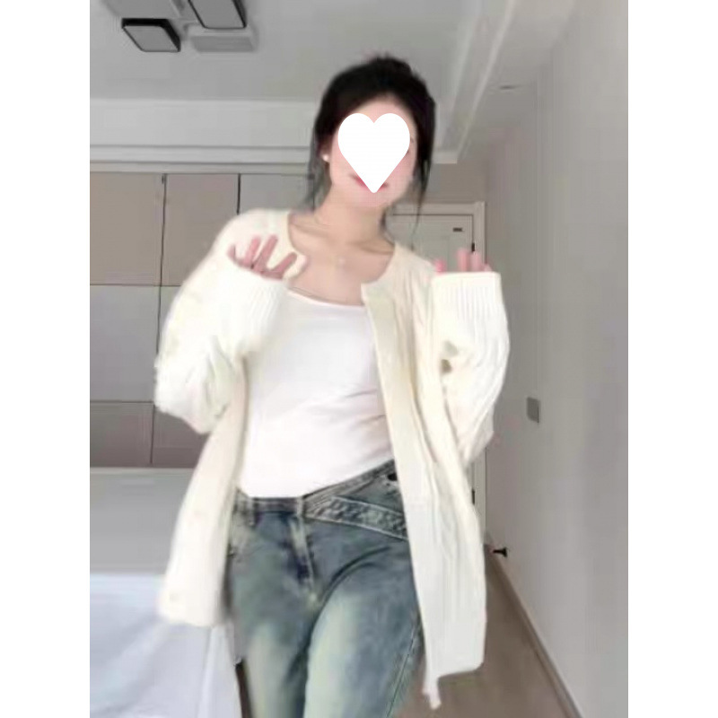 Cardigan de punto de primavera y otoño femenino suelto coreano suave relajado viento retro otoño y invierno engrosado abrigo de suéter de torsión image 4