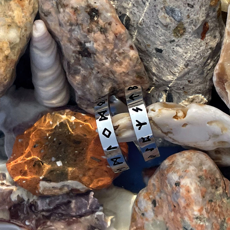 Steel Warrior Japanese and Korean Fashion Simple Open Ring Wholesale Viking Letter Men's Titanium Steel Ring Hand Jewelry