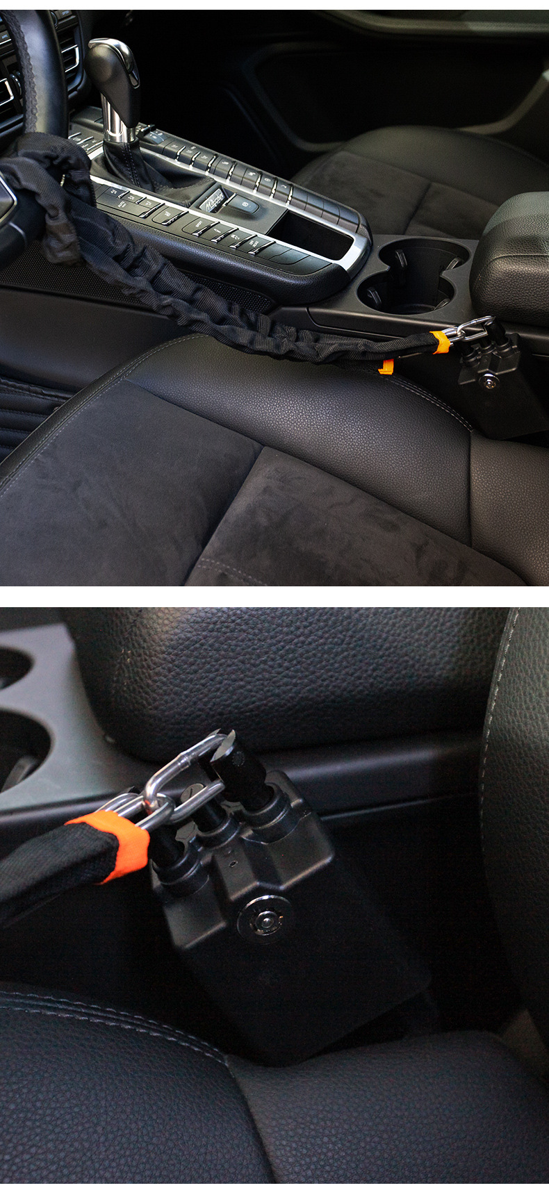 Car steering wheel lock steel chain anti-saw security anti-theft lock car universal buckle lock portable anti-theft car lock
