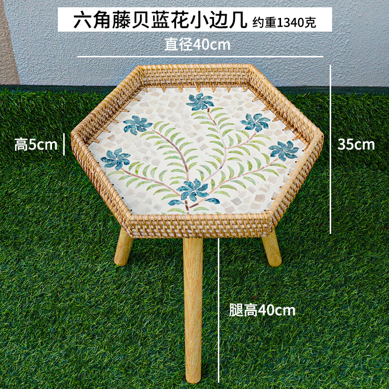 Mesa de té de madera sólida, mesa de té de madera sólida, sofá de salón, mesa redonda de balcón, mesa de té de almacenamiento en el hogar