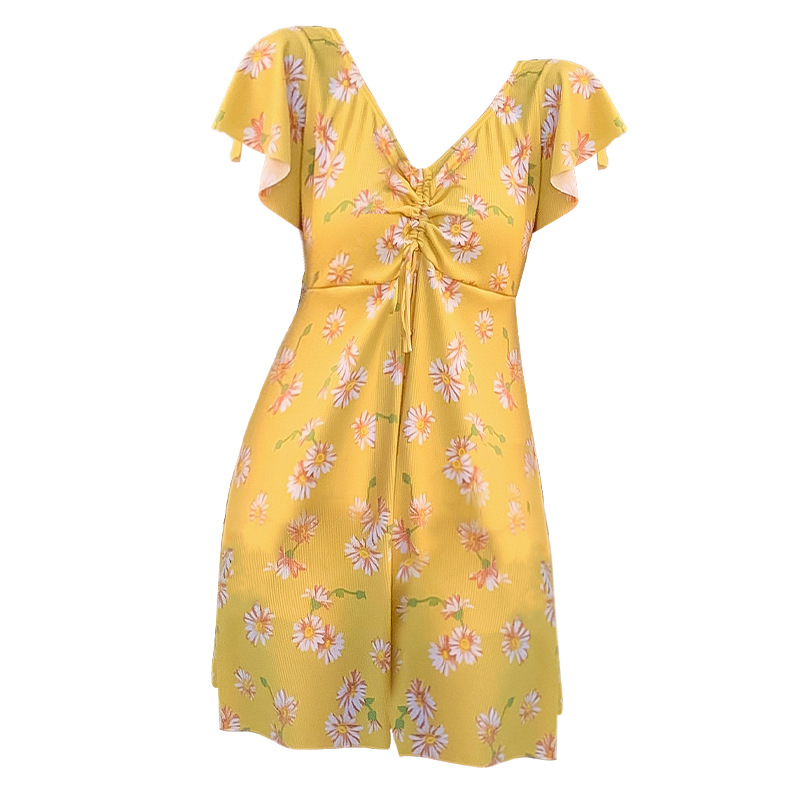 Traje de baño de las mujeres al por mayor moda conservadora suelta adelgazamiento vientre-cubierta traje de baño chica playa traje de baño de aguas termales