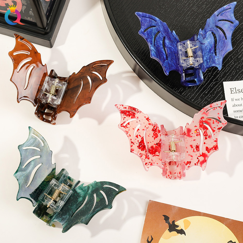 48g Weight Hair Claws Hair Accessories Type 1 Piece Quantity Holiday, Festival Occasion Plastic Material Halloween Festival Bat Pattern Women's Gender Cute, Simple Style Style Halloween Cute Simple Style Women's Bat Plastic Hair Claws 4
