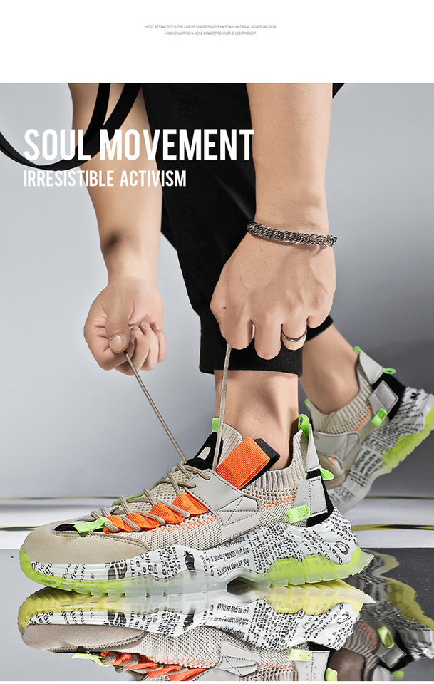 Giày sneaker nam cổ thấp đế dày tăng chiều cao, thân lưới thoáng khí, buộc dây, phong cách thường ngày — Màu be, Màu trắng, Màu đen chi tiết 5
